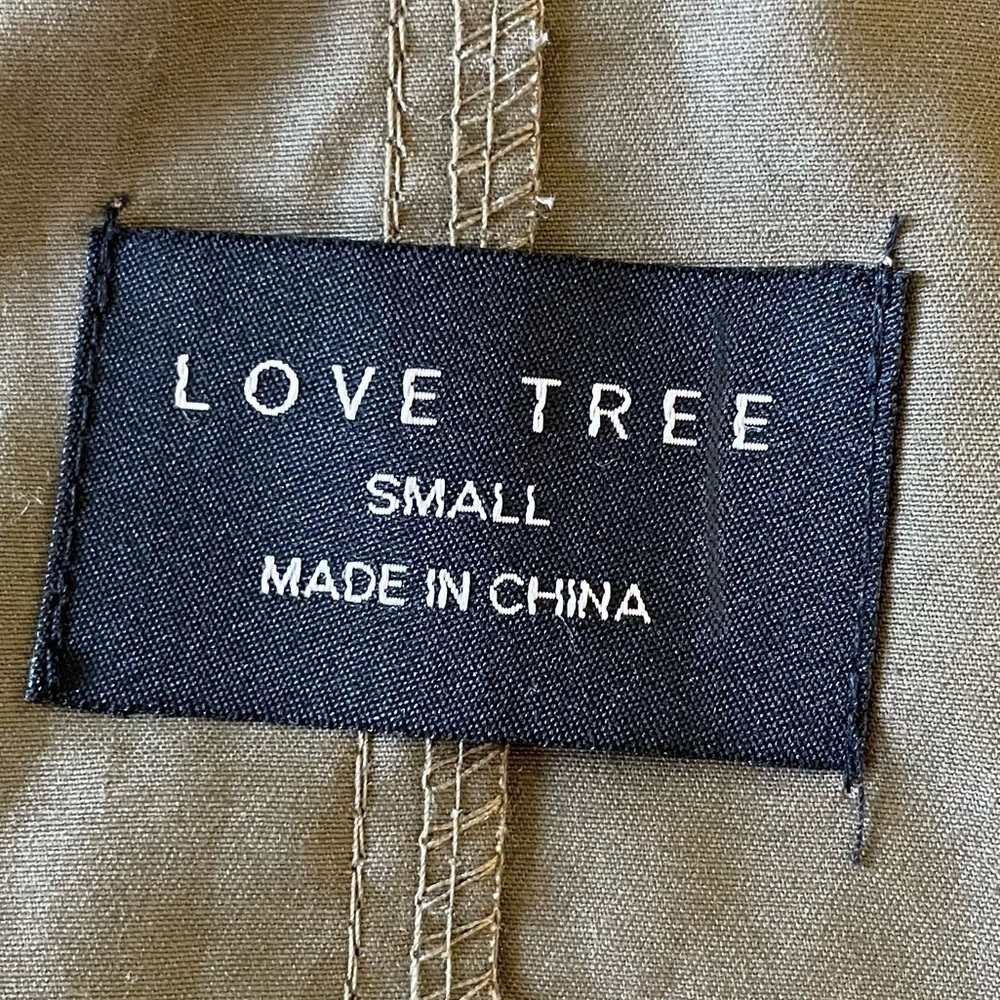 Love Tree Women’s Hooded Double Zip Army Green Utility Jacket Size Small - Picture 12 of 13